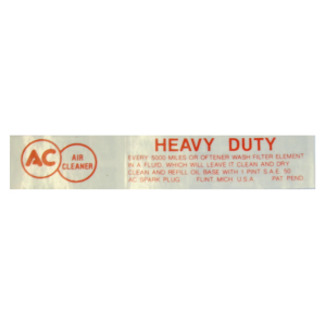 Oil Bath Air Cleaner Decal - V8
