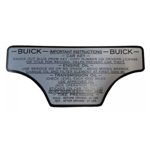 Tire / Oil Pressure Decal