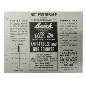 "Kleer-view" Windshield Washer Bottle Decal
