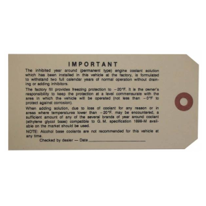 GM Antifreeze Tag