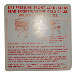 Jack Instructions / Tire Pressure Decal