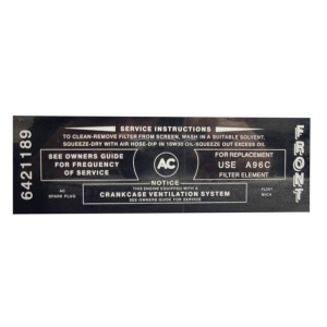 Wildcat 310 Air Cleaner Service Instructions Decal