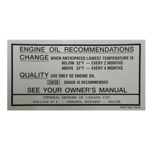"Canada" Oil Change Decal