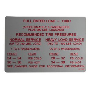 Tire Pressure Decal