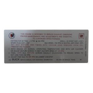 Manual Transmission Emission Decal - 400-4V / 430-4V