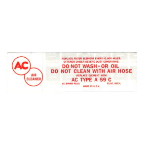 Air Cleaner Service Instructions Decal - 3 X 2 A59C