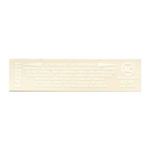 Air Cleaner Service Instructions Decal