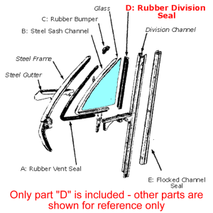 1961-1963 Buick Oldsmobile Pontiac Vent Window Division Seal Weatherstrip