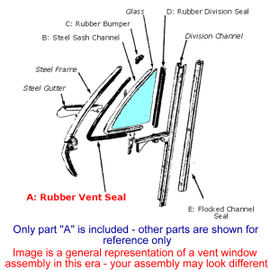 1962 - 1963 Buick Oldsmobile Pontiac Vent Window Seal Weatherstrip