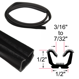 Window / Glass Run Channel - Flexible - 8' Strip - 1/2" Tall 1/2" Wide