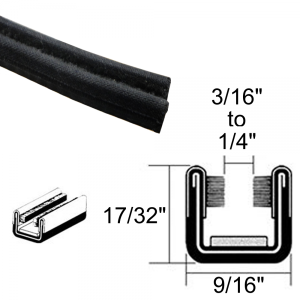 Window / Glass Run Channel - Flexible 5' Strip - 17/32" Tall 9/16" Wide