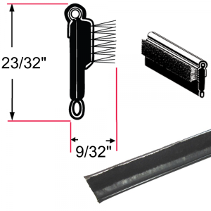 Beltline Weatherstrip - Also Called Window Sweeps, Felts or Fuzzies - Flexible - Pair of 4' Strips - Inner or Outer - 23/32" Tall 9/32" Wide - Stainless Bead