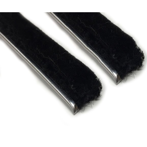 Beltline Weatherstrip - Also Called Window Sweeps, Felts or Fuzzies - Flexible - Inner or Outer - 9/16" Tall 21/64" Wide - Stainless Bead