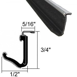 Beltline Weatherstrip - Also Called Window Sweeps, Felts or Fuzzies - Pair of 4' Strips - Inner - 3/4" Tall 1/2" Wide - With Stainless Lip