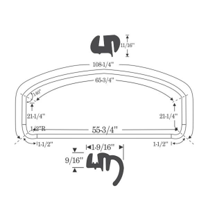 10-073W - 1959-1960 Buick Chevrolet Pontiac Rear Window Seal Weatherstrip Gasket
