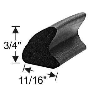 General Use Sponge Rubber Extrusion Seal - 11/16" x 3/4" - Many Applications Including Doors, Trunk, Cowl, Etc.