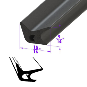 Dense Rubber Extrusion Seal - 15/16" x 9/16" - FREE SAMPLE