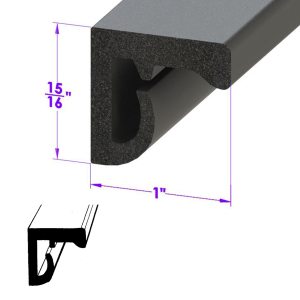 General Use Dense Rubber Extrusion Seal - 1" x 15/16" - FREE SAMPLE