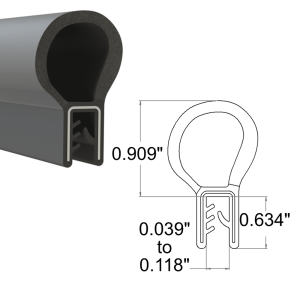 Top Bulb Seal - 0.909" Bulb - FREE SAMPLE