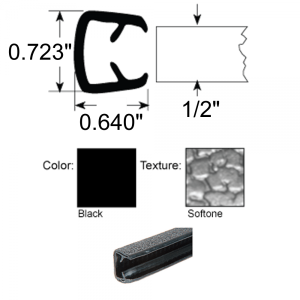 Quick Edge Trim / Windlace - Double Lip / Black Sof-Tone / 3/8"-1/2" Edge - FREE SAMPLE