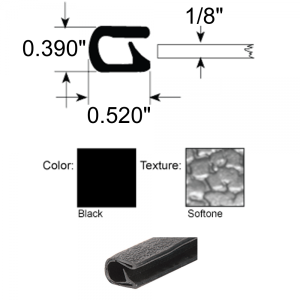 Quick Edge Trim / Windlace - Single Lip / Black Sof-Tone / 1/8"-3/16" Edge - FREE SAMPLE