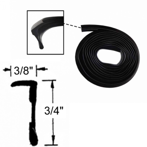 Beltline Weatherstrip / Window Sweeps / Felts / Fuzzies - Flexible Rubber - 8' Strip - 3/4" Tall 3/8" Wide - FREE SAMPLE