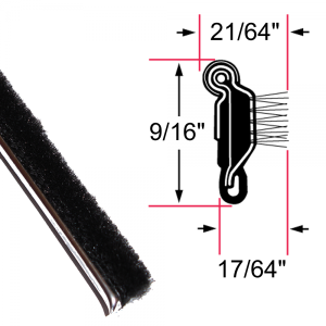 Beltline Weatherstrip - Also Called Window Sweeps, Felts or Fuzzies - Flexible - Inner or Outer - 9/16" Tall 21/64" Wide - Stainless Bead - FREE SAMPLE