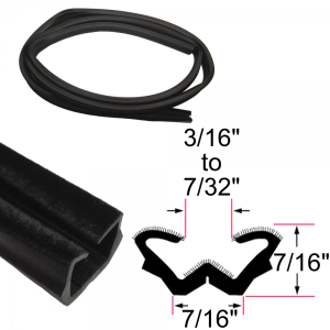 Window / Glass Run Channel - Flexible - 8' Strip - 7/16" Tall 7/16" Wide - FREE SAMPLE