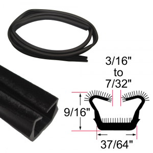 Window / Glass Run Channel - Flexible - 5' Strip - 9/16" Tall 37/64" Wide - FREE SAMPLE