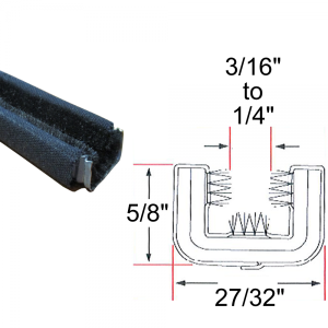 Window / Glass Run Channel - Flexible - 5' Strip - 5/8" Tall 27/32" Wide - FREE SAMPLE