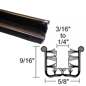 Window / Glass Run Channel - Flexible 6' Strip - With Stainless Bead - 9/16" Tall 5/8" Wide - FREE SAMPLE