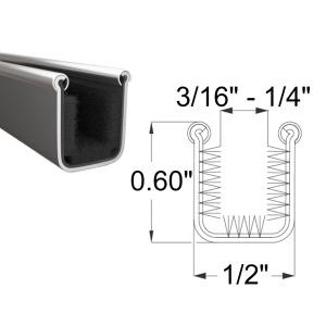 Window / Glass Run Channel - Rigid - With Stainless Bead - Pair of 3' Strips - 0.60" Tall 1/2" Wide - FREE SAMPLE