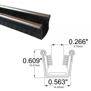 Window / Glass Run Channel - Flexible 5' Strip - With Stainless Bead - 0.609" Tall 0.563" Wide - FREE SAMPLE