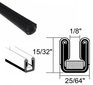 Window / Glass Run Channel - Rigid - Pair of 4' Strips - 15/32" Tall 25/64" Wide - FREE SAMPLE