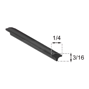 Fixed Glass Locking Strip - Black - 1/4" x 3/16" - 50' Long - FREE SAMPLE