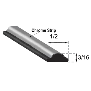 Fixed Glass Locking Strip - Chrome - 1/2" x 3/16" - 14' 8" Long - FREE SAMPLE