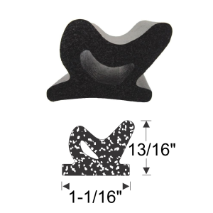 General Use Sponge Rubber Extrusion Seal - 1-1/16" x 13/16" - Many Applications - Typically Roof Rail