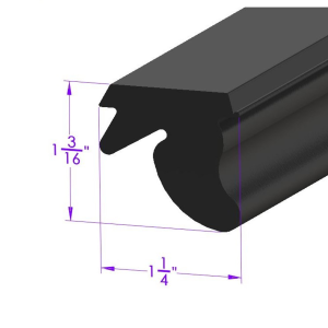 General Use Sponge Rubber Extrusion Seal - 1-3/16" x 1-1/4" - Many Applications - Typically Roof Rail
