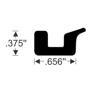 General Use Dense Rubber Extrusion Seal - 3/8" x 21/32" - Many Applications - Typically Cowl Lacing