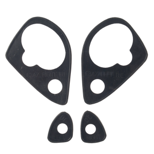 1963 and 1964 Ford door handle mounting pad kit shows all 4 pieces from the top view.