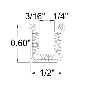 1963-64 Ford Galaxie window run channel end view with dimensions.