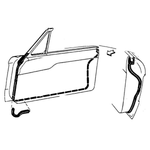 1963-65 Ford Falcon and Mercury Comet 2 door hardtop and convertible door seal kit installation location.