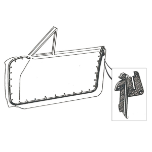 1965-68 Ford and Mercury door seal kit installation location.