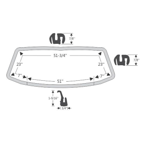 1965-68 Chrysler Dodge and Plymouth windshield seal dimensions.