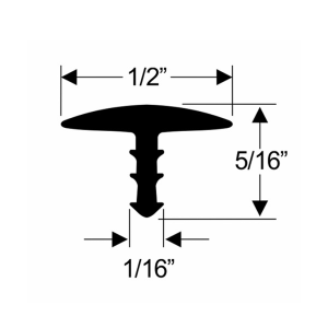 T-Molding Trim - Dense Rubber - 1/2" Wide