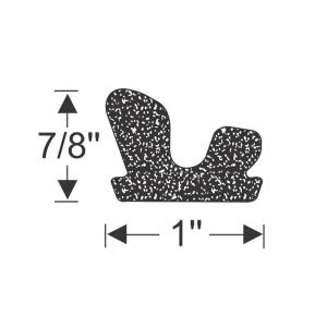 General Use Sponge Rubber Extrusion Seal - 1" x 7/8" - Many Applications - Typically Roof Rail