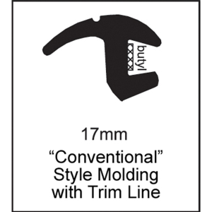 Universal Conventional Style Glass Molding With Trim Line - 17mm - FREE SAMPLE