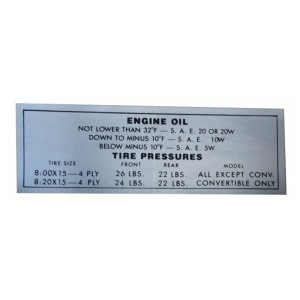 Tire Pressure Decal