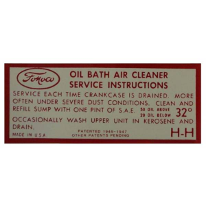 Air Cleaner Service Decal