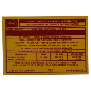 460 Automatic Transmission Emission Decal